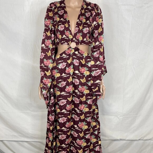 NEW MIGUELINA Women’s Amora Cut-Out Floral Maxi Dress Multicolor Size L - Picture 1 of 14